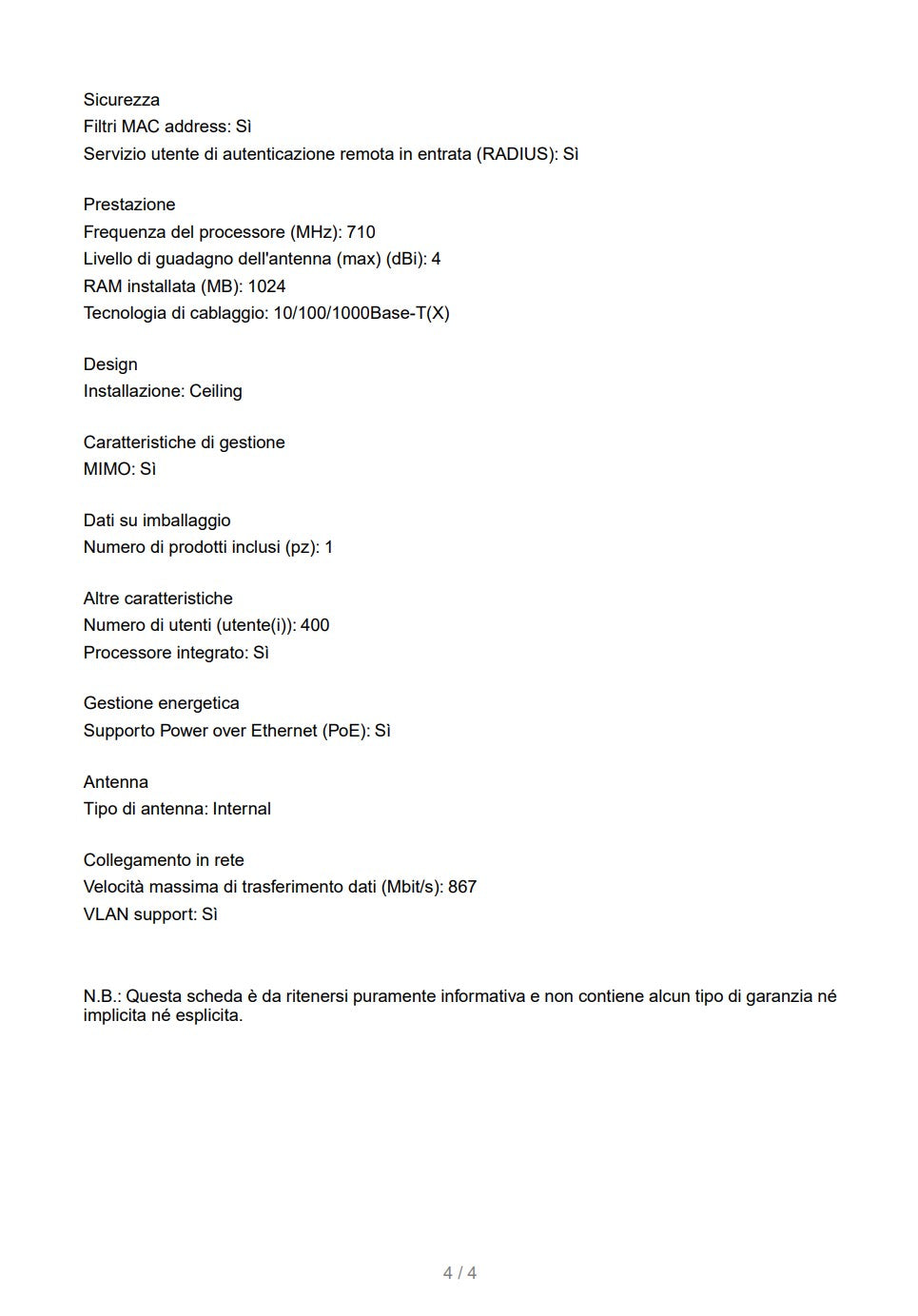 CATALIZZATORE 1000 48PORT GE, 4X1G SFP