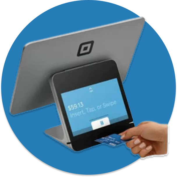 Terminale di pagamento Square con schermo per il cliente e lettore di carte integrato