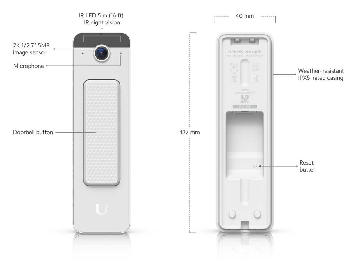 Ubiquiti Doorbell Lite UVC-Doorbell-Lite-B nero