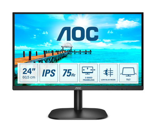 MONITOR AOC 23,8 LED IPS 16:9 FHD 250 CDM, VGA/DVI/HDMI, MULTIMEDIALE TS