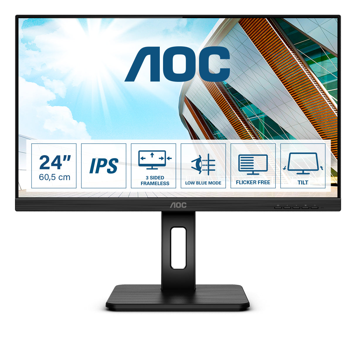 MONITOR AOC 23,8 LED IPS 16:9 FHD 4MS 250 CDM, PIVOT, VGA/DVI/DP/HDMI, MULTIMEDIALE