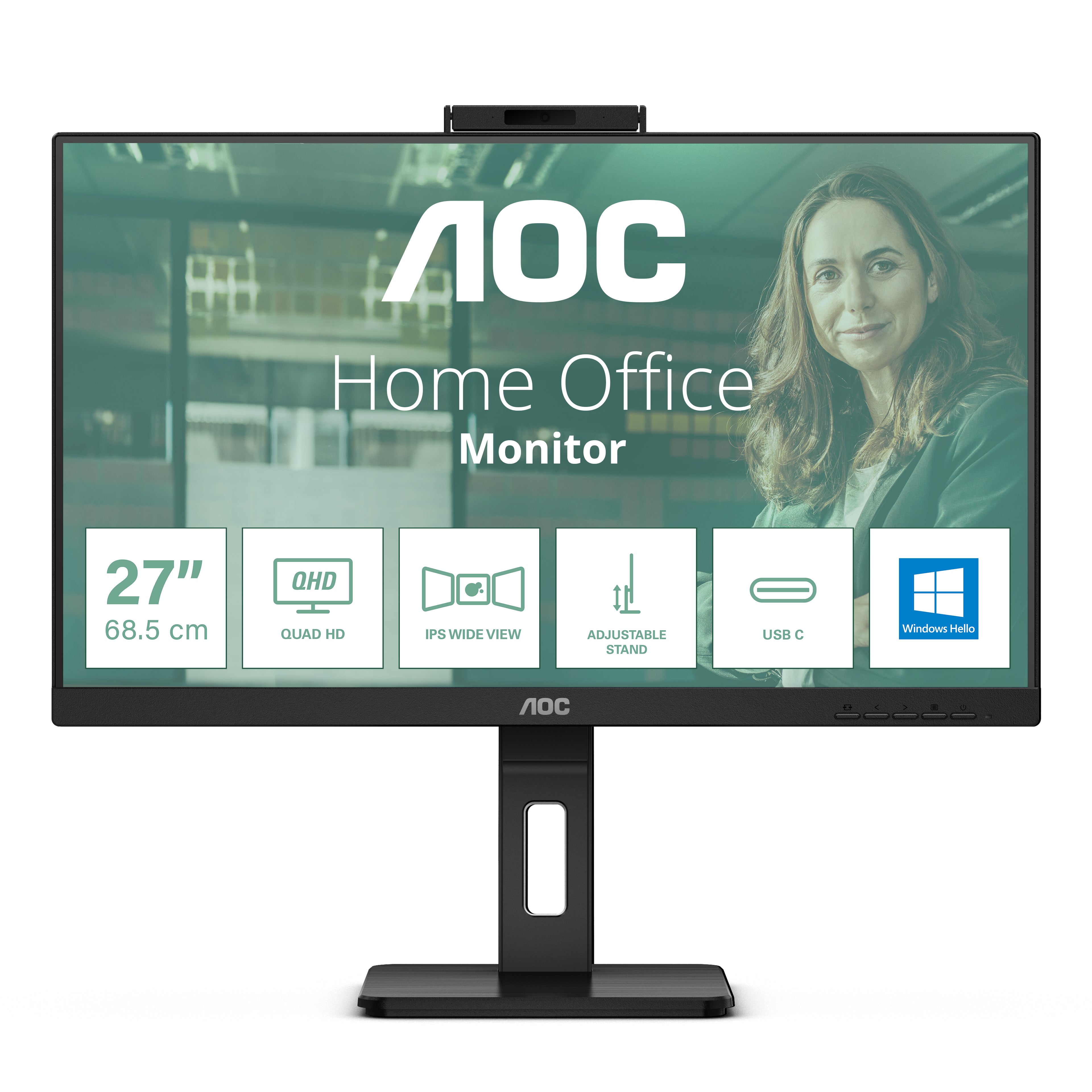 MONITOR AOC 23,8 LED IPS FHD 16:9 4MS 300 CDM, WEBCAM, PIVOT, DP/HDMI, MULTIMEDIALE
