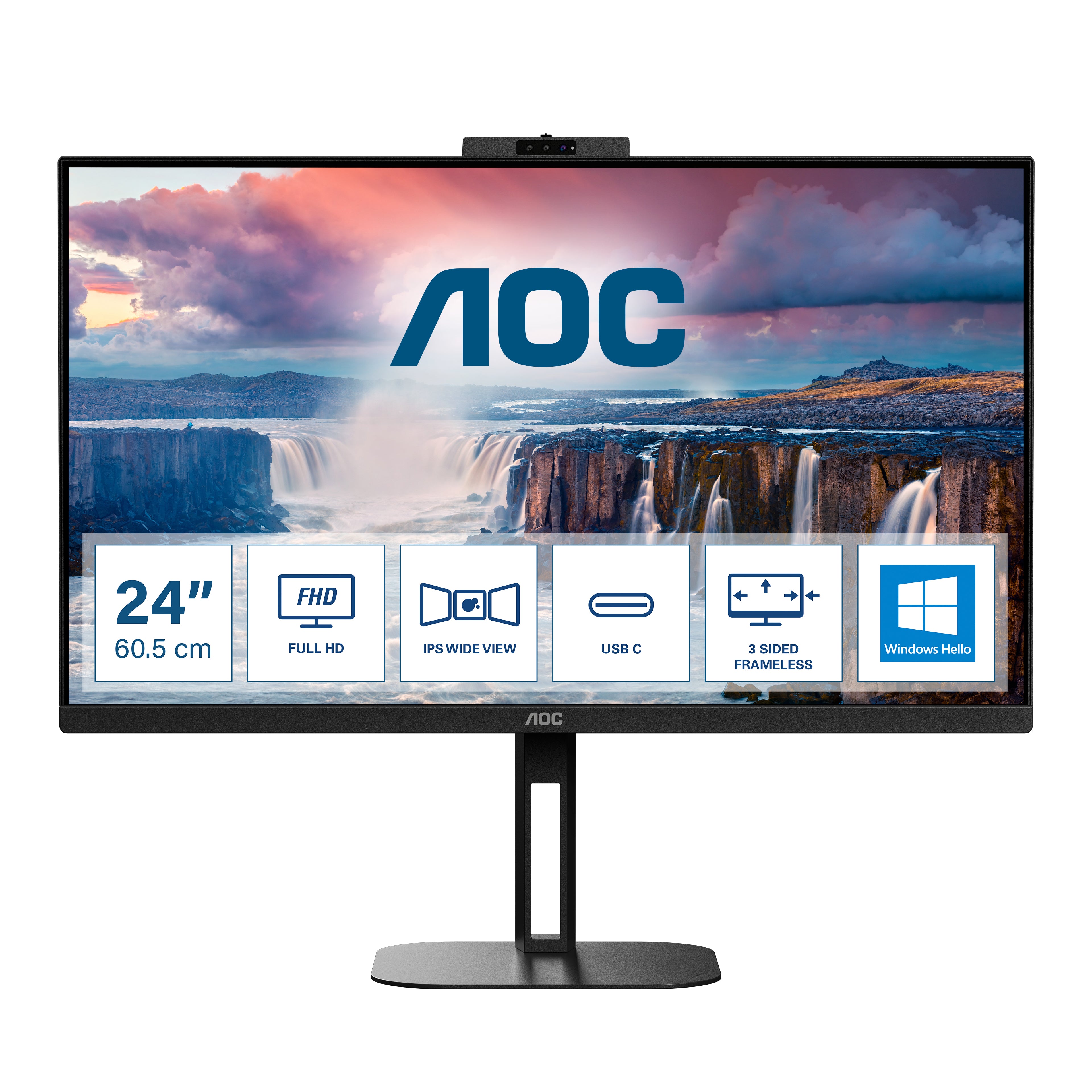 MONITOR AOC 23,8 LED IPS FHD 16:9 4MS 300 CDM, PIVOT, DOCK USB-C, WEBCAM, DP/HDMI, MULTIMEDIA