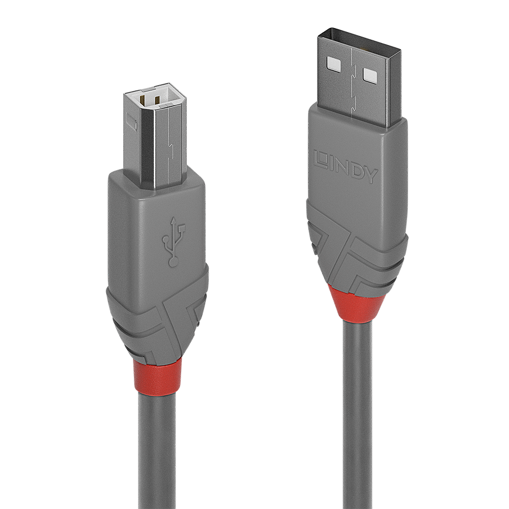 LINDY CAVO USB ANTHRA LINE 2.0 TIPO A MASCHIO AB MASCHIO 3MT DOPPIA SCHERMATURA GUSCIO IN