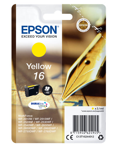 EPSON CART INK GIALLO PER WF-2510WF, WF-2520NF, WF-2530WF WF-2540WF SERIE 16 PENNA E CRUCI