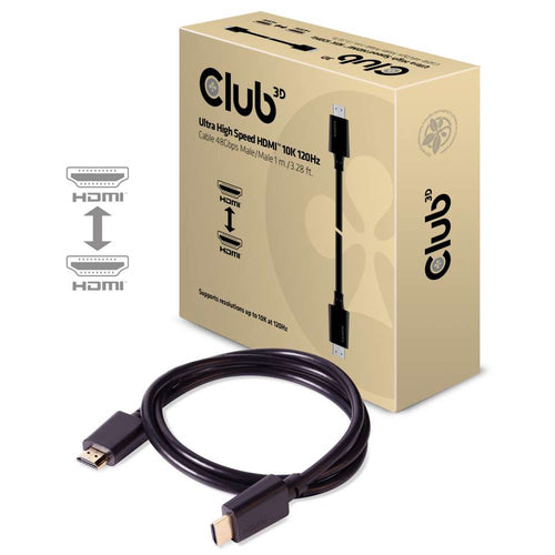 CLUB3D HDMI 2.1 MALE TO HDMI 2.1 MALE ULTRA HIGH SPEED 10K 120HZ 1M/ 3.28FT
