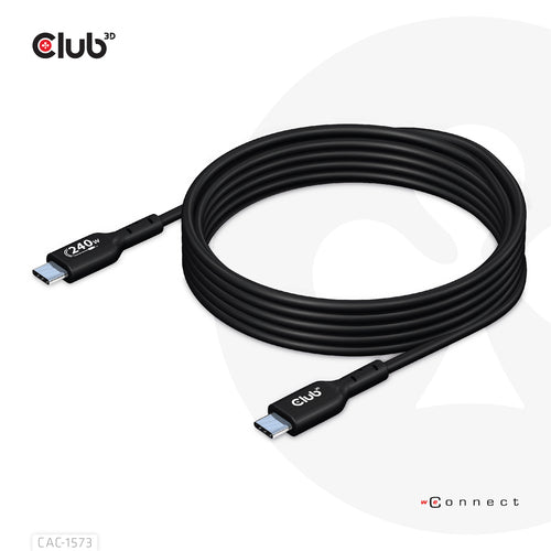 CAVO BIDIREZIONALE USB2 TIPO C CLUB3D, DATI 480 MB, PD 240 W (48 V/5 A) EPR M/M 2 M/6,56 PIEDI