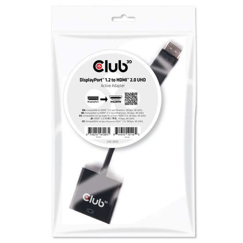 ADATTATORE ATTIVO CLUB3D DISPLAY PORT 1.2 MASCHIO A HDMI 2.0 FEMMINA 4K 60HZ UHD/3D