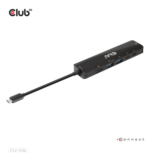 CLUB 3D HUB USB GEN1 TYPE-C, 6-in-1 HDMI 8K30Hz-4K120Hz, 2xUSB TYPE-A, RJ45 2xUSB TYPE-C