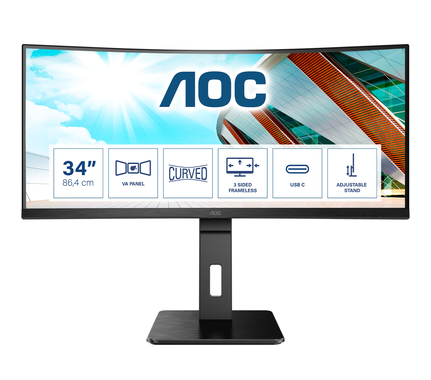 AOC MONITOR CURVO 34 LED VA UWQHD 21:9 4MS 300 CDM, DP/HDMI, MULTIMEDIALE