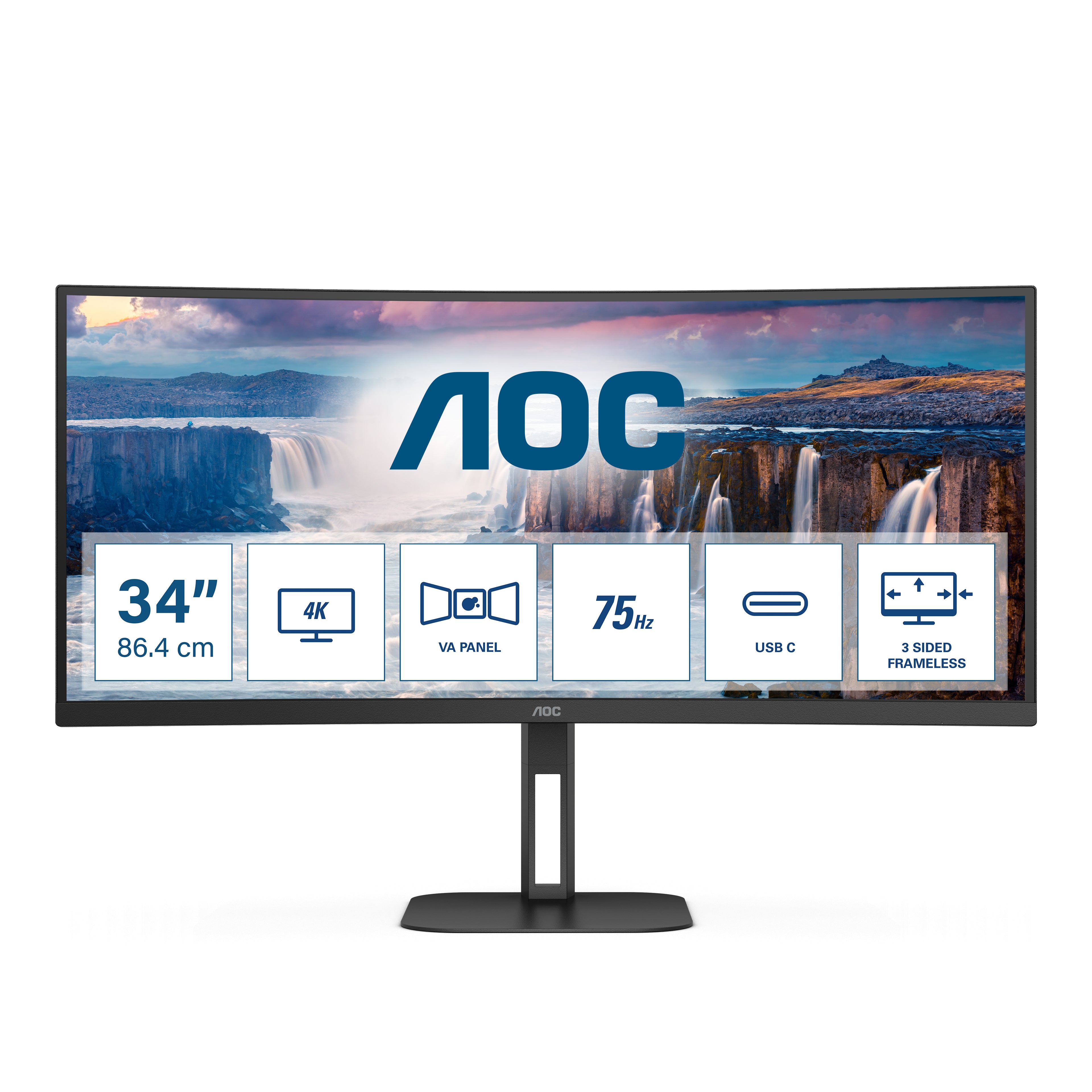 AOC MONITOR CURVO 34 LED VA WQHD 21:9 4MS 300 CDM, REG ALTEZZA, USB-C DOCK, DP/HDMI, MULTI
