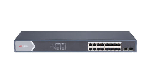 HIKVISION SWITCH 16 PORTE GIGABIT SWITCH POE NON GESTITO 2 PORTE UPLINK SFP GIGABIT, 802.3AF/