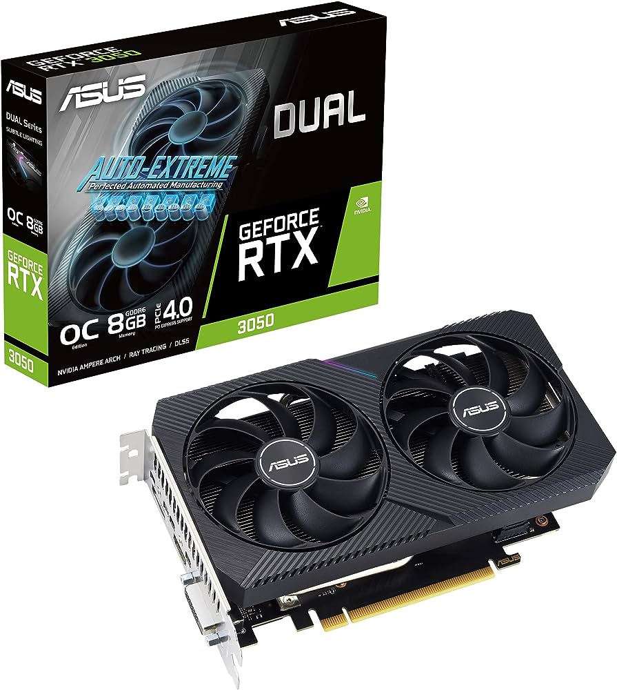 Scheda grafica ASUS VGA GEFORCE RTX 3050, DUAL-RTX3050-O8G-V2, GDDR6 da 8 GB, HDMI/DP*3, 90YV0GH6-M0NA00