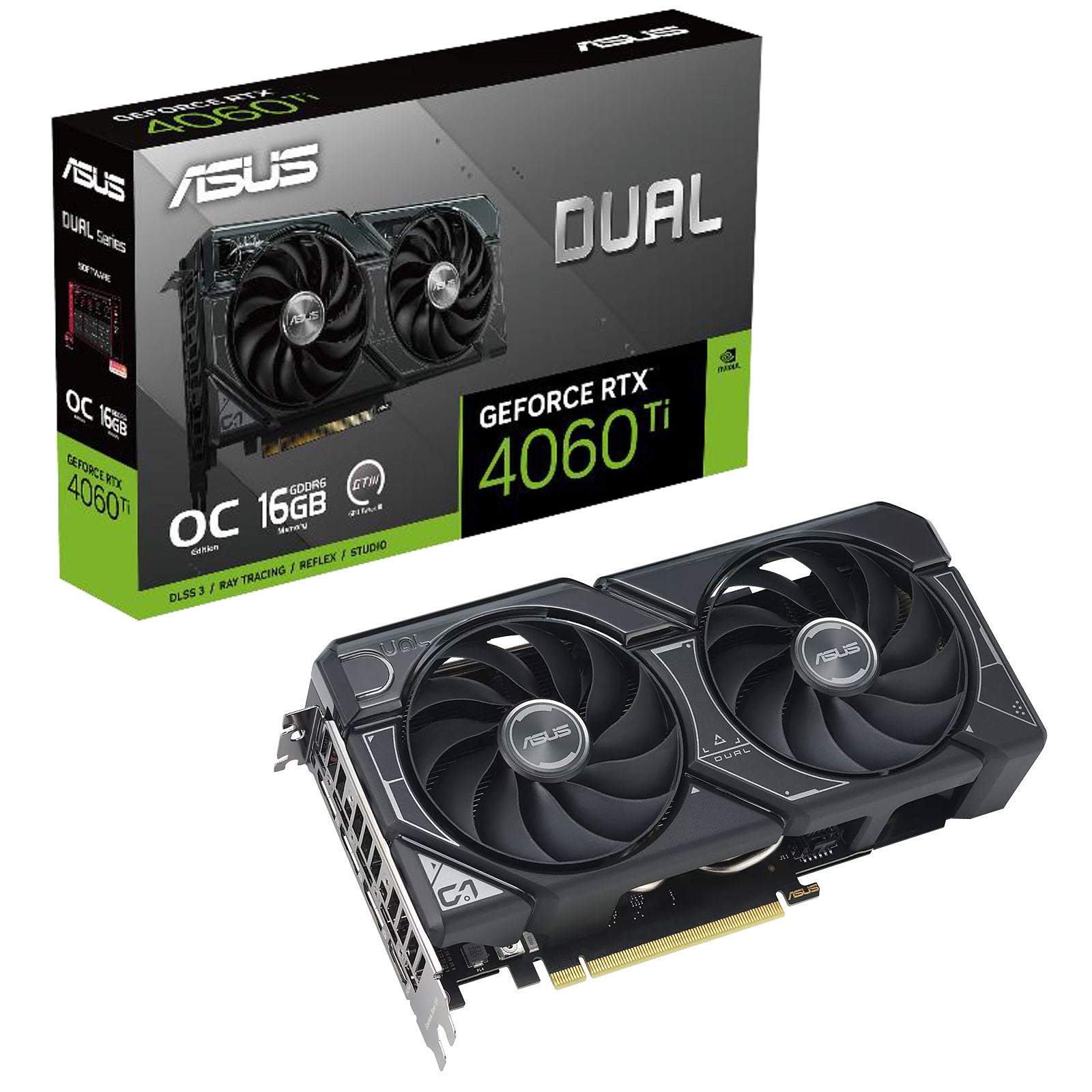 Scheda grafica ASUS VGA GEFORCE RTX 4060TI 16G, DUAL-RTX4060TI-O16G, 16 GB GDDR6, 3DP/HDMI, 90YV0JH0-M0NA0
