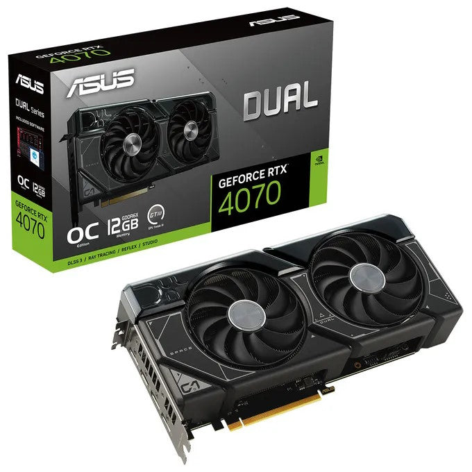 ASUS VGA GEFORCE RTX 4070, DUAL-RTX4070-O12G-BIANCO, 12 GB GDDR6X, 3DP/HDMI, BIANCO, 90YV0I