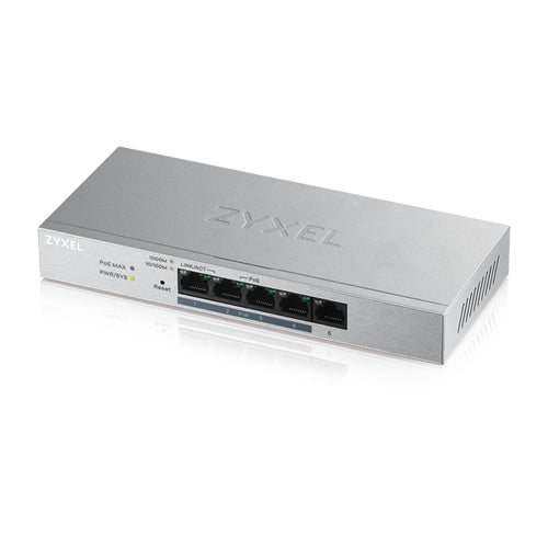 ZYXEL SWITCH UNMANAGED PLUS 5 PORTE GIGABIT (4 PoE), EASY MANAGEMENT PER VLAN, QoS, DESIGN