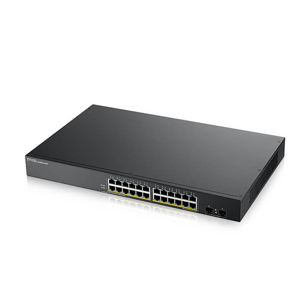 ZYXEL SWITCH MANAGED 24 PORTE GIGABIT+2 SFP GIGABIT, IPV6, VLAN, DESIGN SENZA VENTOLE, RAC