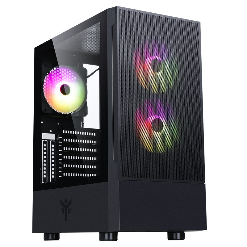 ITEK CASE SIISBE 3.0 - GAMING MIDDLE TOWER, 3X12CM ARGB FAN, USB3, SIDE PANEL TEMP GLASS W