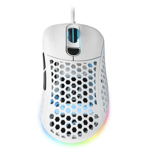 SHARKOON MOUSE GAMING LIGHT2-200, NERO, 16000 DPI MAX, RGB, 6 TASTI, USB 1.8MT, BIANCO