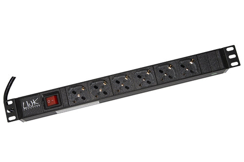 LINK MULTIPRESA RACK 19 6 PRESE UNIVERSALI CON INTERRUTTORE COLORE NERO