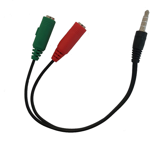 LINK SDOPPIATORE AUDIO PER CUFFIE E MICROFONO CON DOPPIO CONNETTORE AUDIO 3,5MM SU SINGOLO