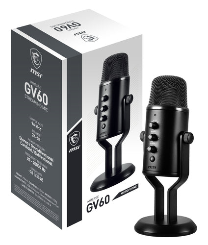 MSI MICROFONO DA TAVOLO IMMERSE GV60 STREAMING MIC NERO