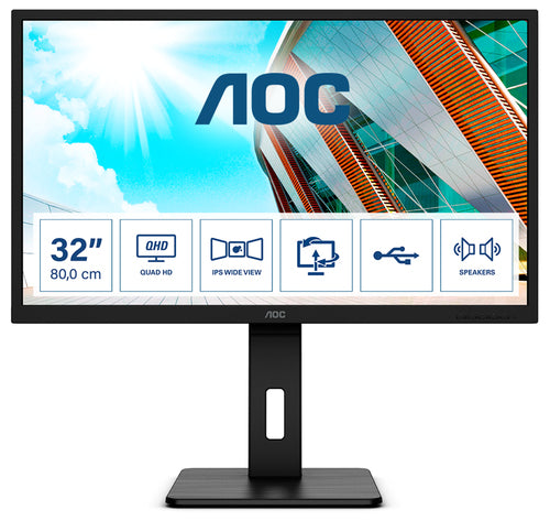 MONITOR AOC 31,5 LED IPS 16:9 2K QHD 4MS 250 CDM, HUB USB-C, DP/HDMI, PIVOT, MULTIMEDIALE