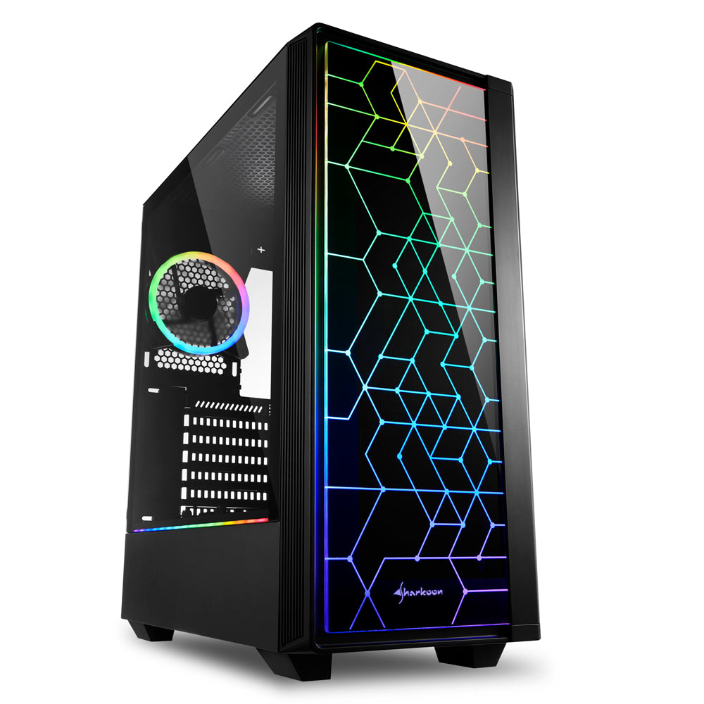 SHARKOON CASE RGB LIT 100, ATX, 7 SLOT DI ESPANSIONE, 2 USB 3.0, 1 USB 2.0, DRIVE BAY 2,5"