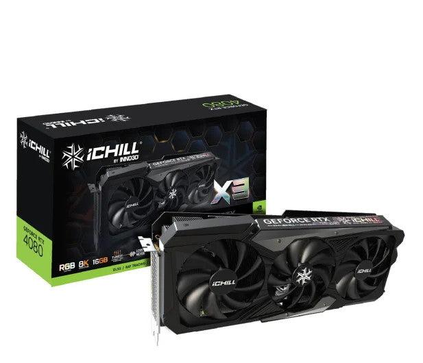Scheda grafica INNO3D VGA GEFORCE RTX 4080, RTX 4080 16 GB ICHILL X3, 16 GB GDDR6X, 3xDP/HDMI, DLSS 3
