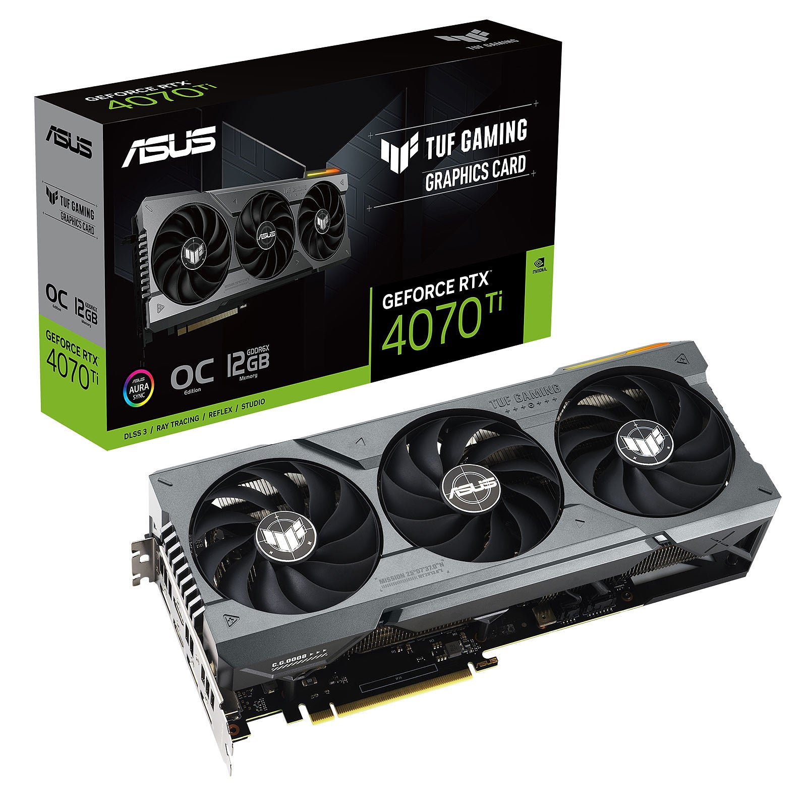 Scheda grafica ASUS VGA GEFORCE RTX 4070 Ti, TUF-RTX4070TI-O12GWHITE-GAMING, 12 GB GDDR6X, 3DP/2HDMI, DLSS