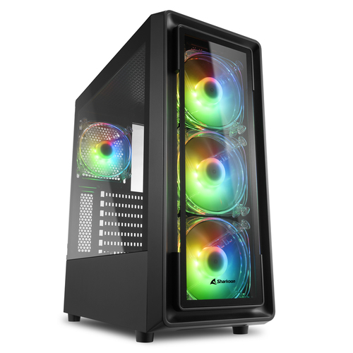 SHARKOON CASE TK4 RGB 7 SLOT ESPANSIONE, PANNELLO FRONTALE IN VETRO TEMPERATO, 3 PORTE, 3XUSB