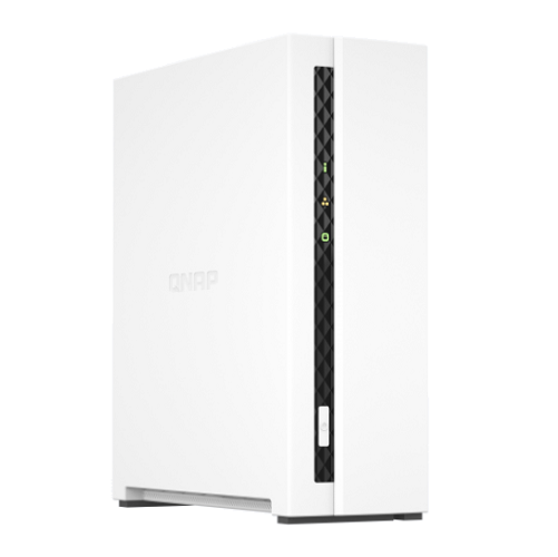 QNAP NAS TOWER 1BAY ARM 4CORE 1,8GHz 1xSATA 6GB/S 3,5"/2,5" 2GB RAM ON-BOARD 1xGbE