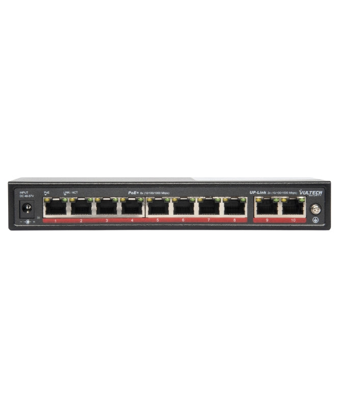 VULTECH SWITCH POE+ GIGABIT VULTECH SECURITY 8 PORTE + 2 PORTE UPLINK 10/100/1000 GE 120W