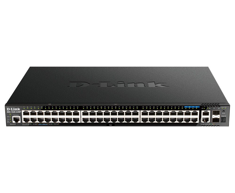D-Link DGS-1520-52MP switch di rete Gestito L3 Gigabit Ethernet [10/100/1000] [PoE] 1U Black