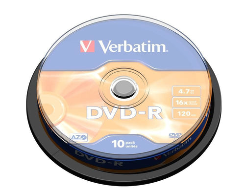 VERBATIM DVD-R 16X, 4,7GB, 10 PACK SPINDLE, MATT SILVER