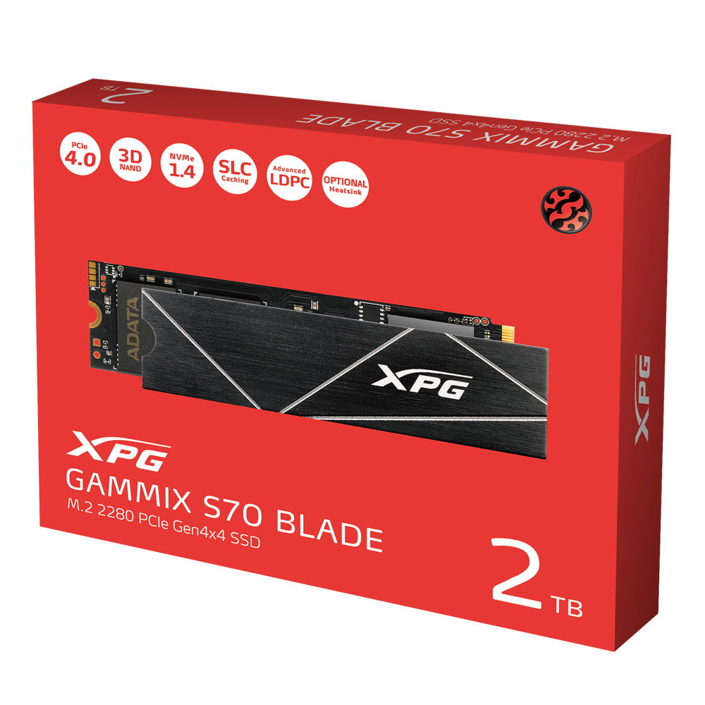 ADATA SSD GAMING INTERNO XPG GAMMIX S70 BLADE 2TB M.2 PCIe R/W 7400/6800 WITH HEATSINK