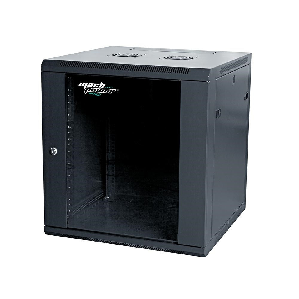 MACHPOWER RACK A PARETE 12U 600x600x640 (2VEN,4MON) LAT. REM. NERO