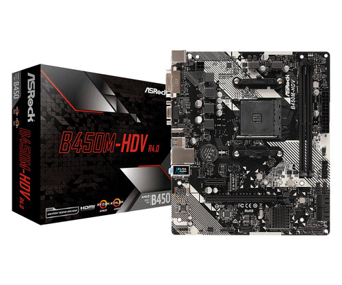 ASROCK MB AMD B450, B450M-HDV R4.0 2DDR4 PCI-E X16 M2 DVI/HDMI MATX