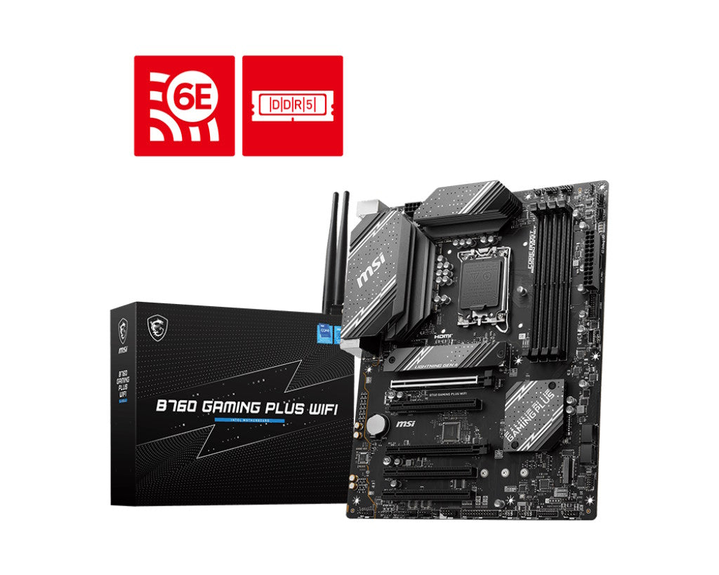 MSI MB B760, B760M GAMING PLUS, LGA1700,4DDR5,2PCI-EX16,1PCI-EX1,2M.2,4SATA3,2USB3.2 GEN2,