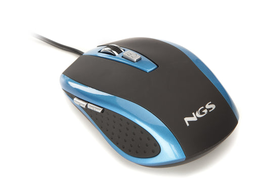 NGS MOUSE OTTICO USB 800-1600DPI 6 TASTI + ROTELLA RIVESTIMENTO IN GOMMA COLORE NERO BLU