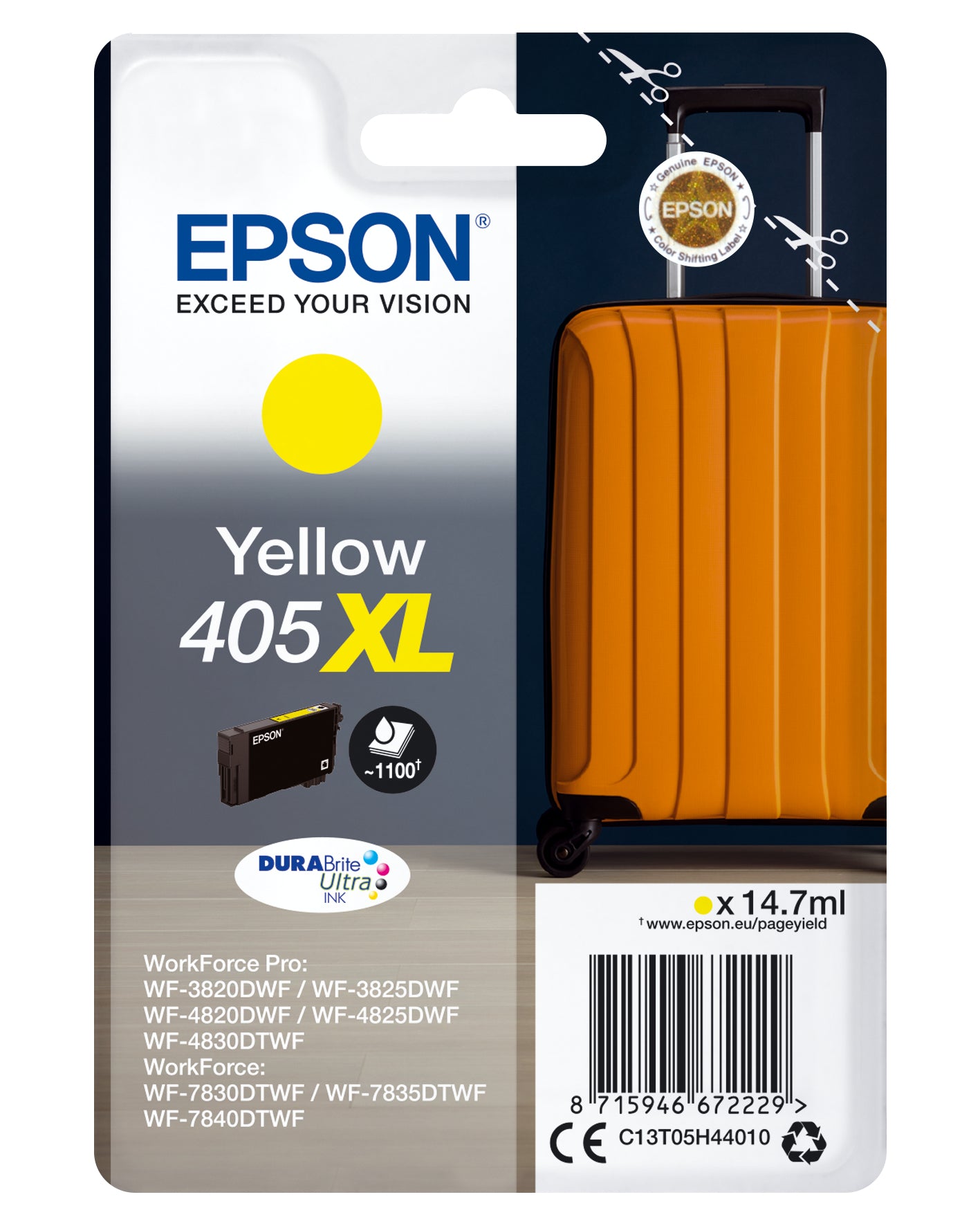 EPSON CARTUCCIA VALIGIA 405 GIALLO INKJET ALTA CAPACITA C13T05H44010 NO BLISTER