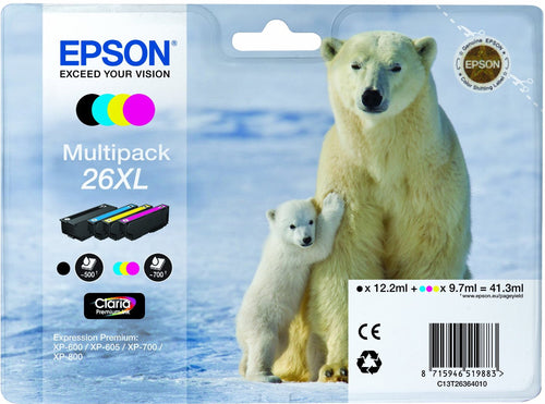 EPSON CART INK MULTIPACK PER XP-600/605/700/800 SERIE 26XL/ORSO POLARE (T262140 + T263240