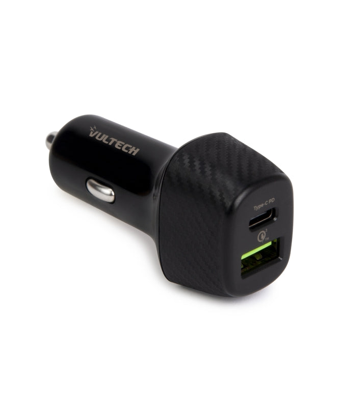 VULTECH CARICATORE DA AUTO CON USB (18W) E TYPE-C (27W) QUICKCHARGE 3.0 PD (Max 45W)