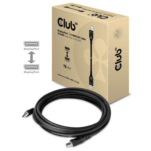 CLUB3D DISPLAYPORT 1.4 HBR3 CABLE MALE / MALE 5 METERS/16.40FT 8K @60HZ   28AWG