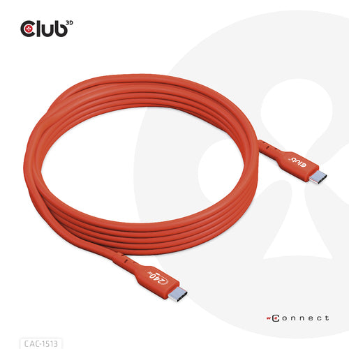 CLUB 3D USB2 TYPE-C Bi-DIRECTIONAL USB-IF CERTIFIED CABLE DATA 480Mb, PD 240W(48V/5A) EPR