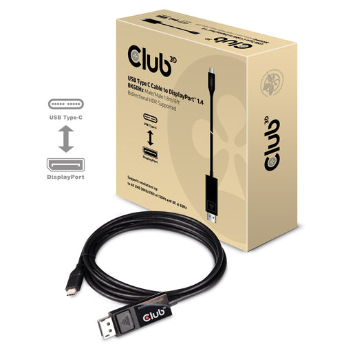 CLUB3D USB TYPE C TO DP 1.4 8K60HZ HDR  1.8M CABLE