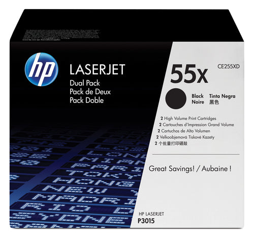 HP TONER NERO 55X PER LJ P3015 12.500 PAG (CONF 2 PZ)