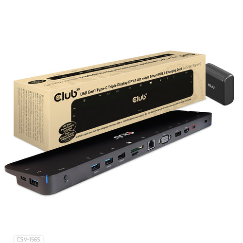 CLUB 3D DOCKING STATION USB-C GEN 1 TRIPLE DP 100W POWER SUPPLY