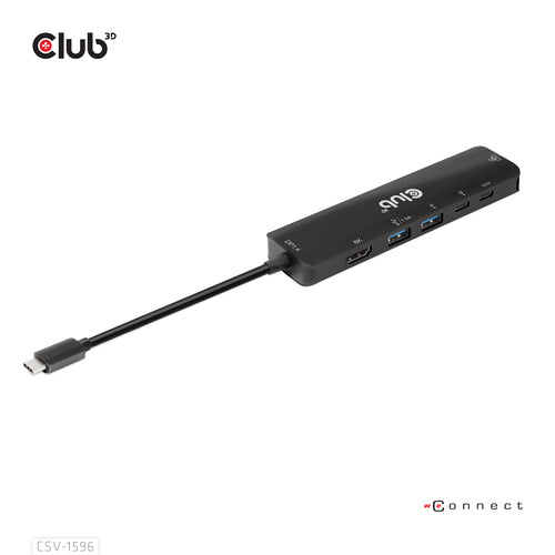 CLUB 3D HUB USB GEN1 TYPE-C, 6-in-1  HDMI 8K30Hz-4K120Hz, 2xUSB TYPE-A, RJ45  2xUSB TYPE-C