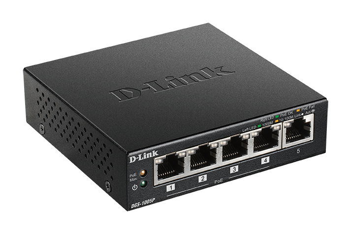 D-LINK SWITCH 5 PORTE GIGABIT POE+ DESKTOP